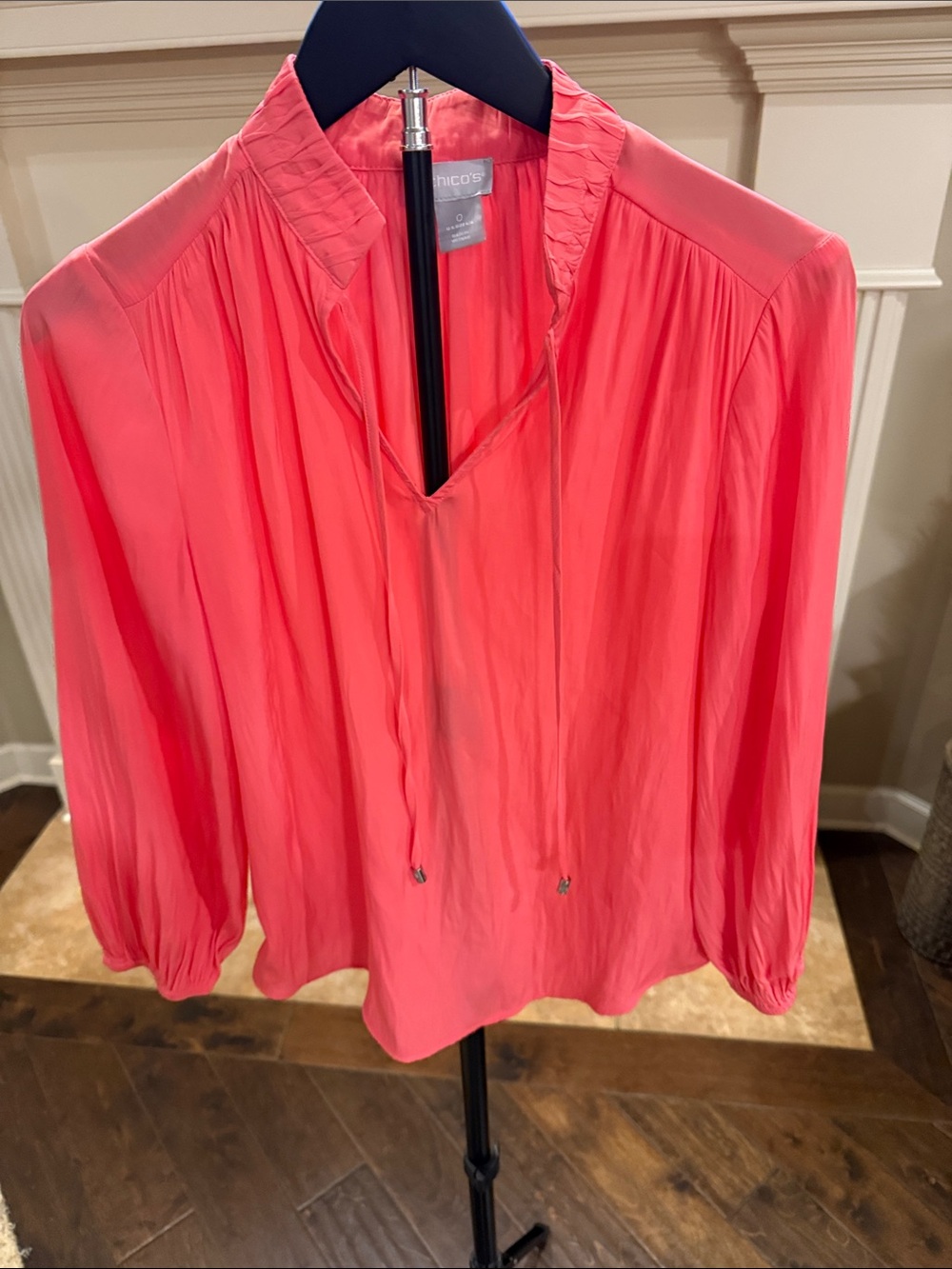 Chico's Coral Tie-Neck Blouse